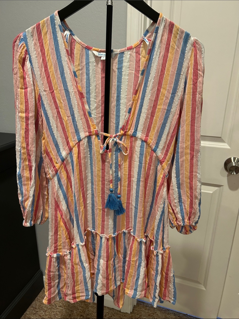 blue island Striped Multi-Color Cotton Swim Coverup